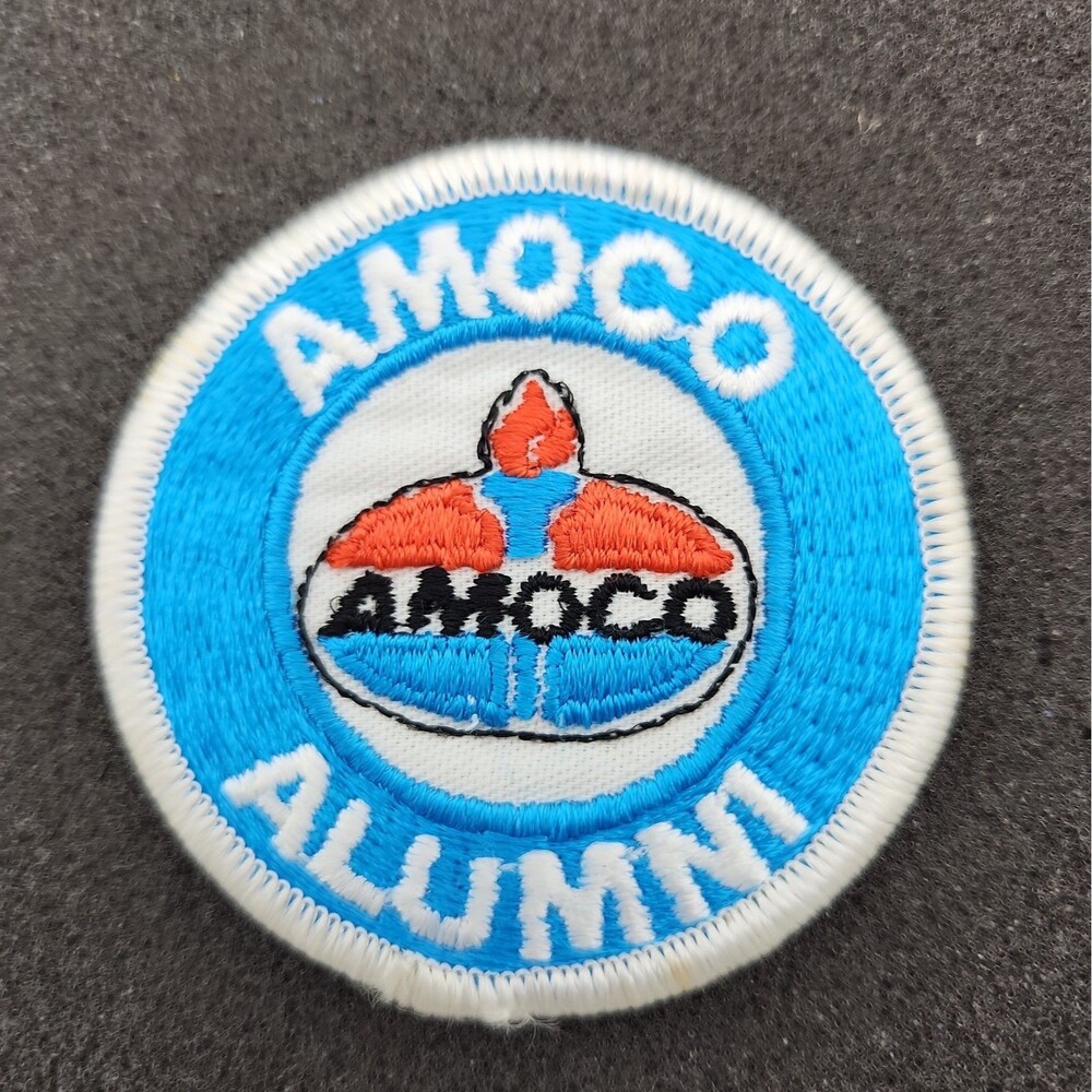 Patch Amoco Alumni Torch Logo Embroidered Sew On Iron 1970's Vintage NOS 2.75"